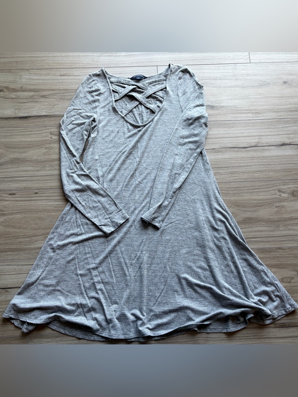 American Eagle Gray Criss Cross Back Swing Dress Small